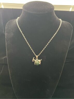 Moss Agate Capricorn Goat Pendant Necklace